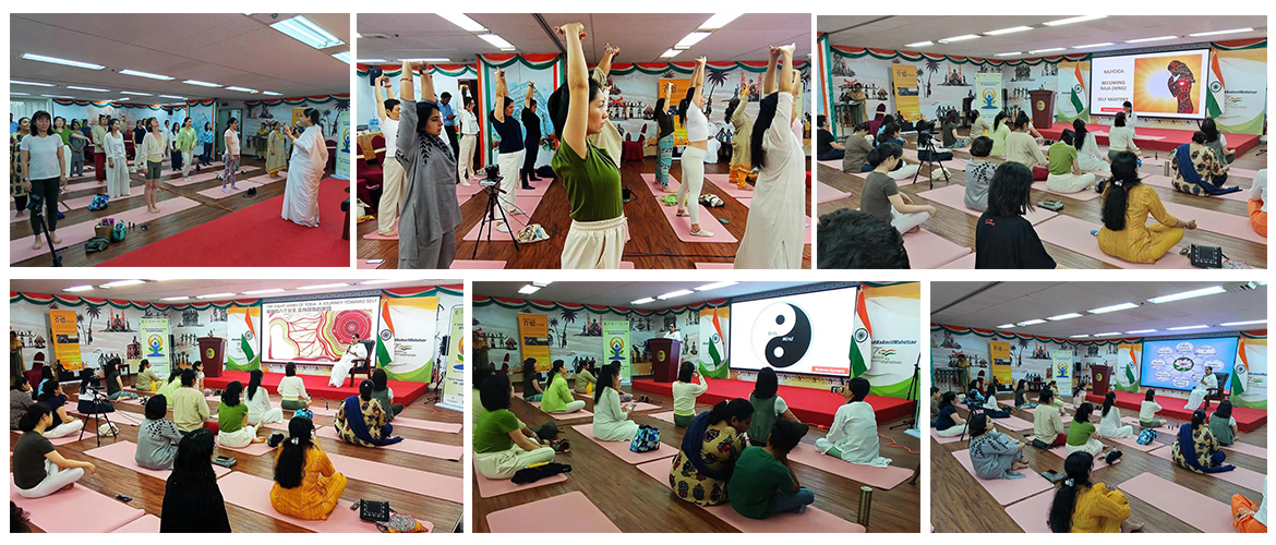 Consul General Dr. N. Nandakumar inaugurated the 9th International Day of Yoga celebrations in Shanghai with a curtain raiser event on ‘Emotional Immunity through Yoga’,  jointly organised with BrahmaKumaris on 14.06.2023