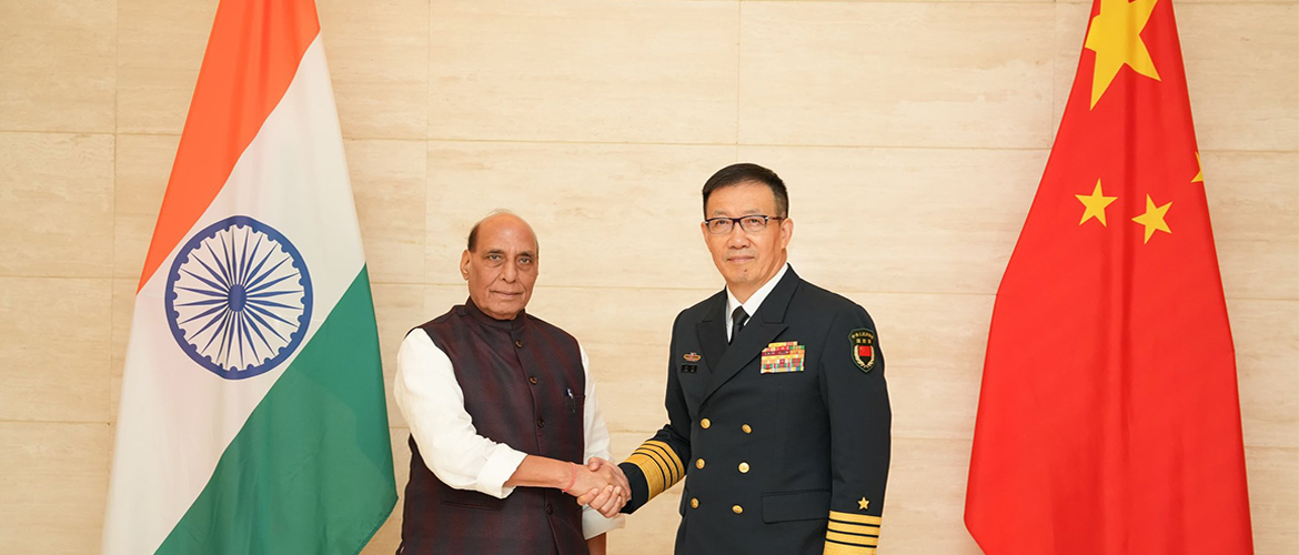 Hon'ble Raksha Mantri of India Shri Rajnath Singh met H.E. Admiral Dong Jun, Defence Minister of China in Vientiane on the sidelines of 11th ASEAN Defence Ministers' Meeting-Plus' (20th November 2024)