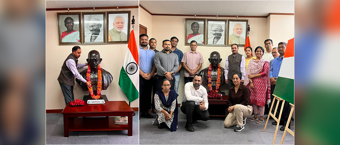 Humble tributes to MahatmaGandhi on his birth anniversary. Consul General Dr. N. Nandakumar and officials of the Consulate join the nation  in paying their respects to Gandhi ji.
