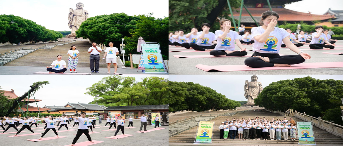 Celebration of 10th International Day of Yoga at the Lingshan Buddha in Wuxi, Jiangsu' (16.06.2024)